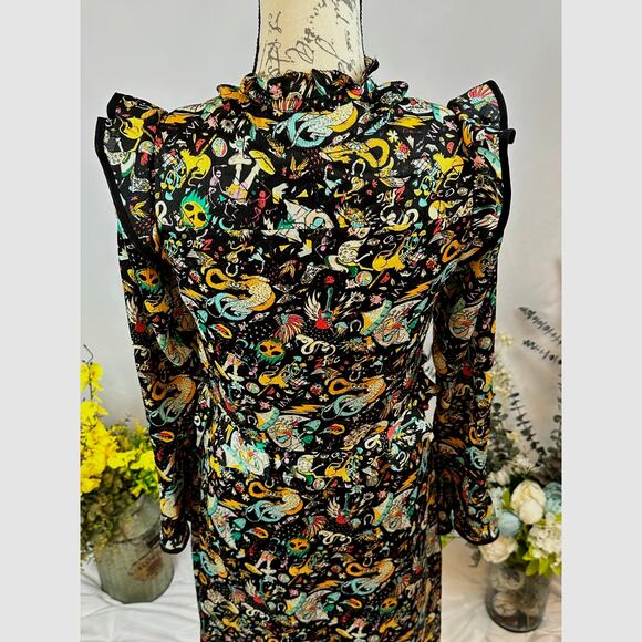 Zadig & Voltaire Rosier Circus Print Dress Midi Multi XS - Picture 14 of 16